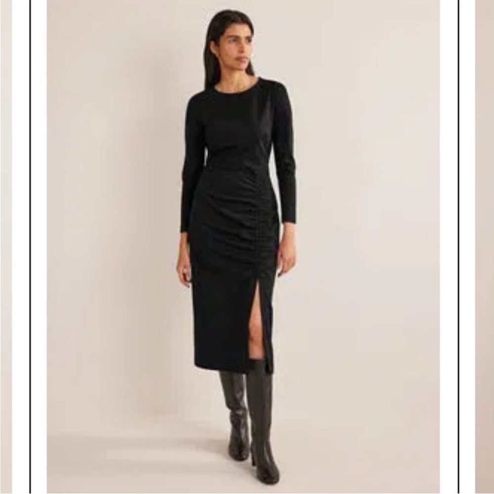 NWT Boden midi column dress black cotton blend long sleeve 6p petite LBD office - Picture 14 of 14